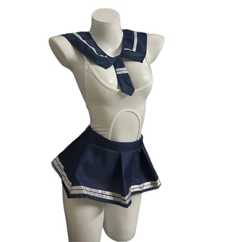 Lan Gui Fang σέξι ολόσωμο bodysuit με ανοιχτό καβάλο και JK-στολή στυλ, σετ κοντή φούστα 2897