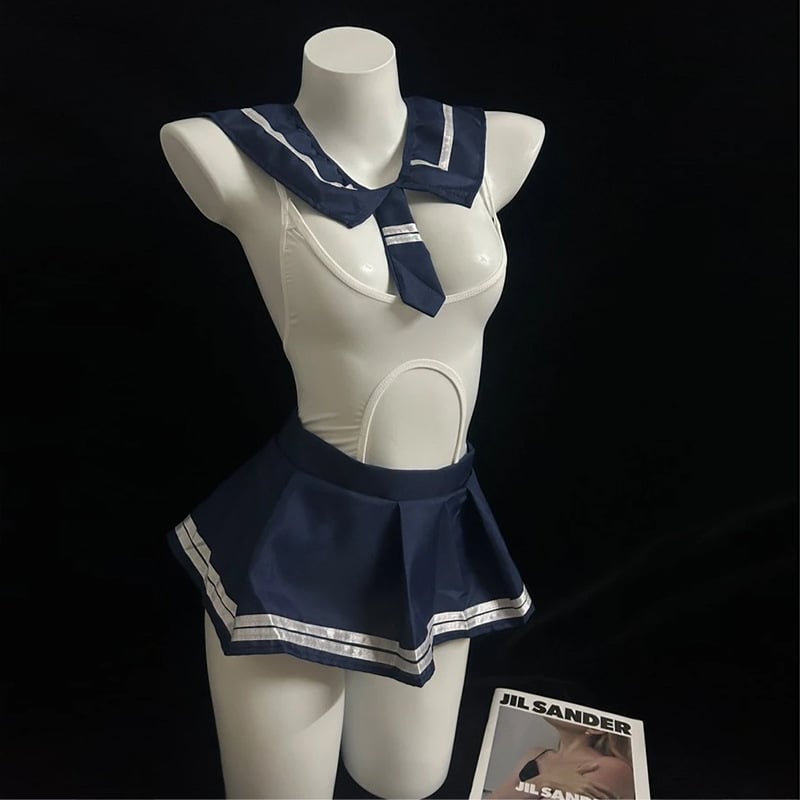 Lan Gui Fang σέξι ολόσωμο bodysuit με ανοιχτό καβάλο και JK-στολή στυλ, σετ κοντή φούστα 2897
