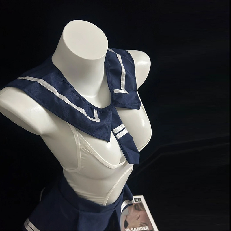 Lan Gui Fang σέξι ολόσωμο bodysuit με ανοιχτό καβάλο και JK-στολή στυλ, σετ κοντή φούστα 2897