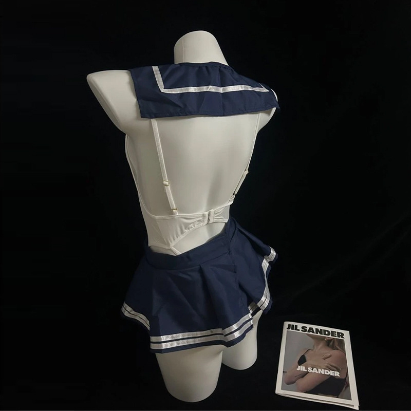 Lan Gui Fang σέξι ολόσωμο bodysuit με ανοιχτό καβάλο και JK-στολή στυλ, σετ κοντή φούστα 2897