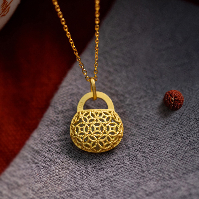 Κολιέ Hetian Jade με pendant σε σχήμα πορτοφόλι, αλυσίδα λαιμού, κινεζικής έμπνευσης στυλ, μόδα 2023