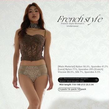 Dámske nohavičky s leopardím vzorom a stredne vysokým pásom, čipkované, plus size, priliehavé, vysoká elasticita
