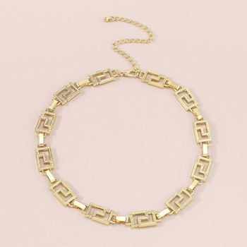 N10242 Κολιέ πανκ χιπ-χοπ με S-σχήμα γεωμετρικού λαβύρινθου, μεταλλικό στυλ