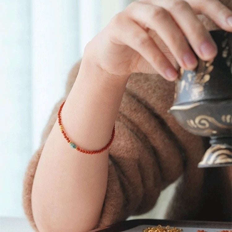 Κολιέ Ni Ni Nan με κόκκινες χάντρες millet, χρώμα persimmon red, κινεζικό στυλ, αλυσίδα για τον θώρακα, μινιμαλιστικό για γυναίκες