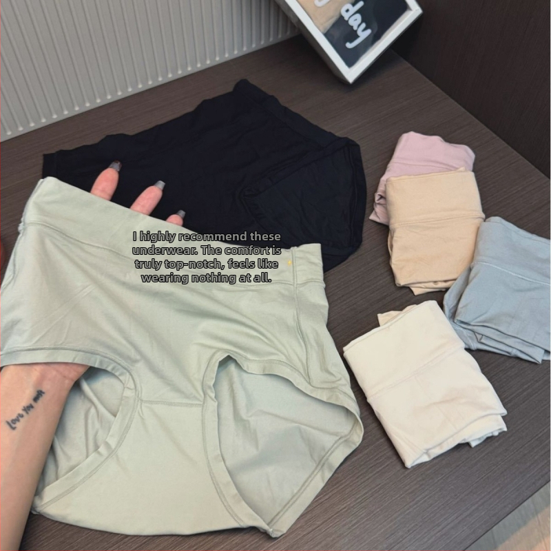 Bezšvové spodné prádlo Ice Silk pre ženy – priedušné, bakteriostatické, stredne dlhý strih, jednofarebné, nylonové s bavlnenou podšívkou v rozkroku