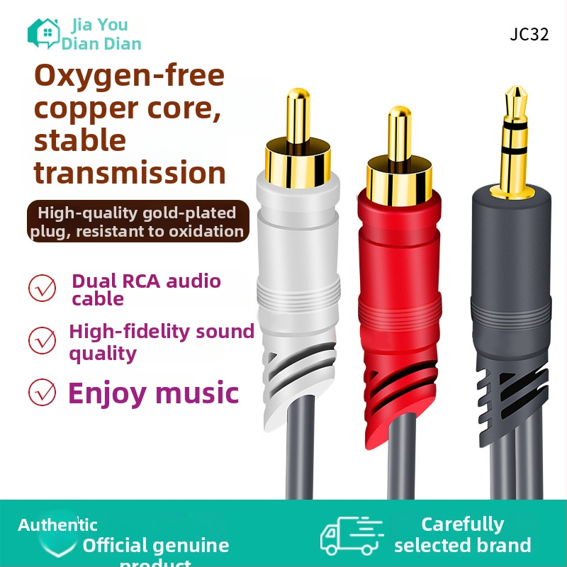3,5 mm audio kábel na duálny RCA pre PC reproduktory, 1,5 m