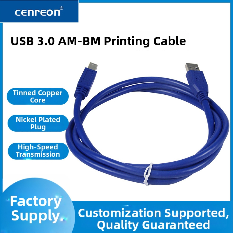 Kábel USB 3.0 A-B, štvorcový port BM, celomedený vodič, 0,3–5 m