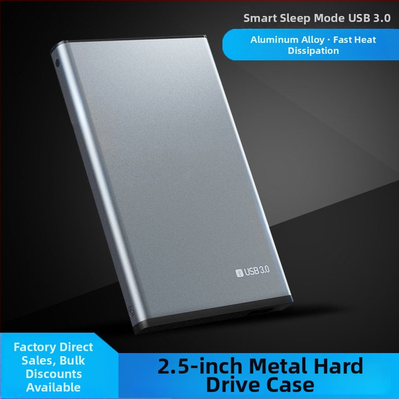2,5-palcový externý kryt z hliníkovej zliatiny s rozhraním USB 3.0 pre SATA SSD/HDD, prenosný, sivý