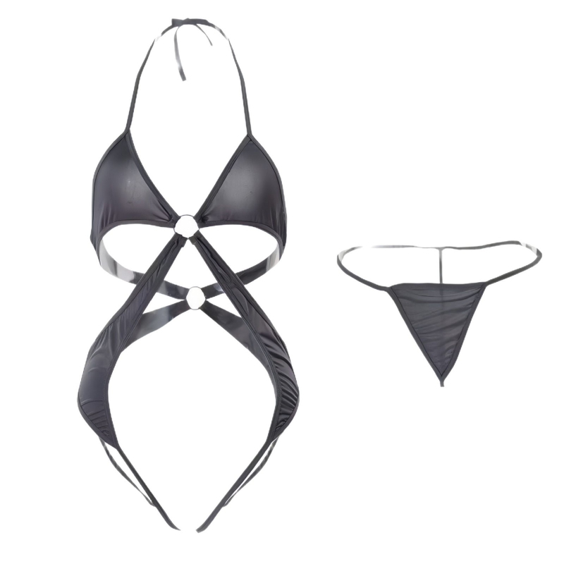 Night Swear ερωτικό κορμάκι με halter λαιμό, ανοιχτή πλάτη και ανοιχτό καβάλο, με κάλτσες