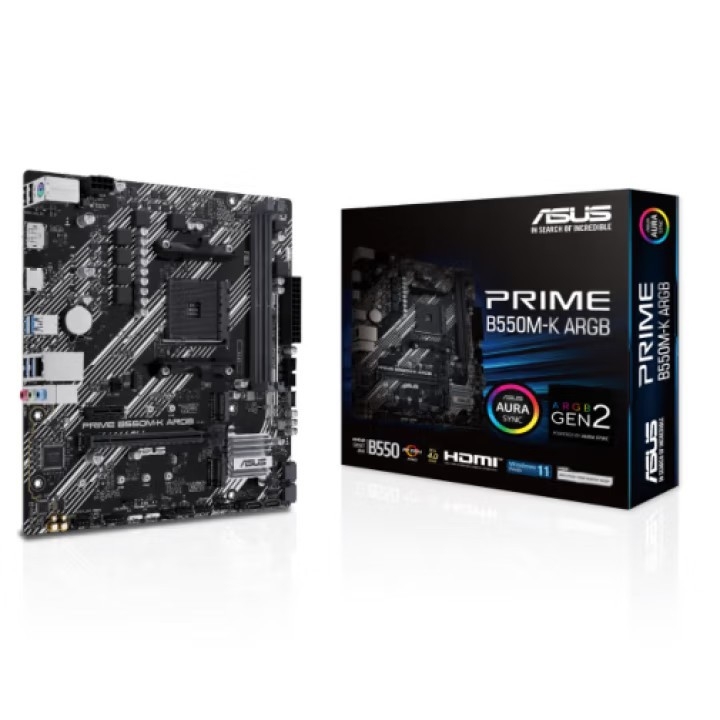 ASUS PRIME B550M-K Μητρική πλακέτα ARGB για AM5 σειρά επεξεργαστών, Συγχρονισμός ARGB φωτισμού