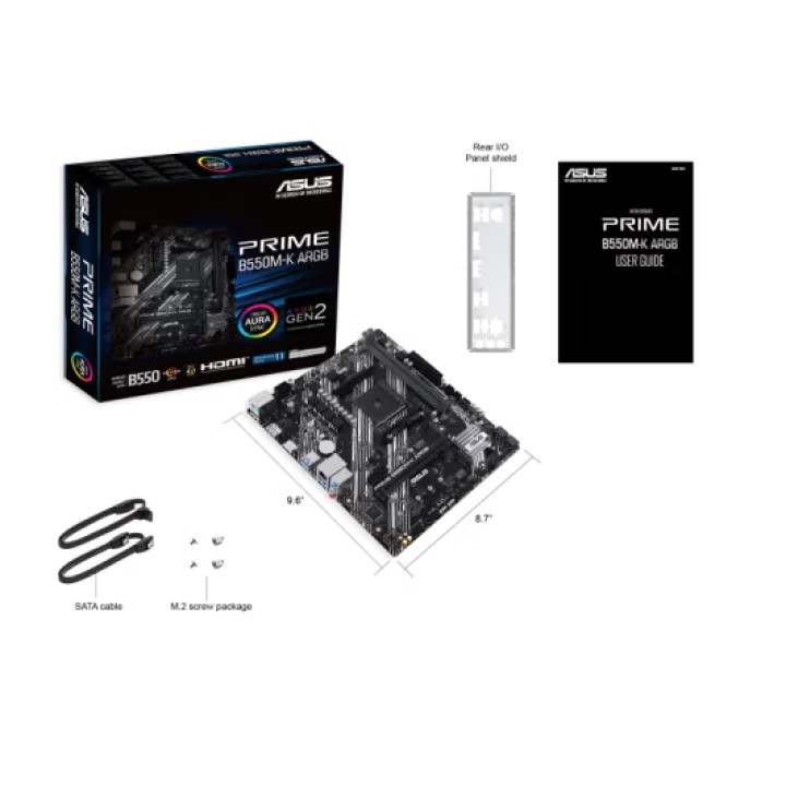 ASUS PRIME B550M-K Μητρική πλακέτα ARGB για AM5 σειρά επεξεργαστών, Συγχρονισμός ARGB φωτισμού