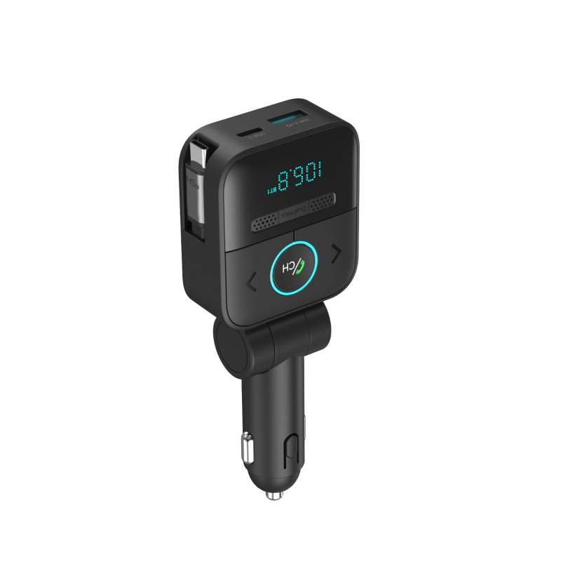 Automobilski Bluetooth MP3 player sa zvukom bez gubitka, FM transmiter, hands-free, dvostruki mikrofon, digitalni prikaz, produžni kabel i auto punjač.