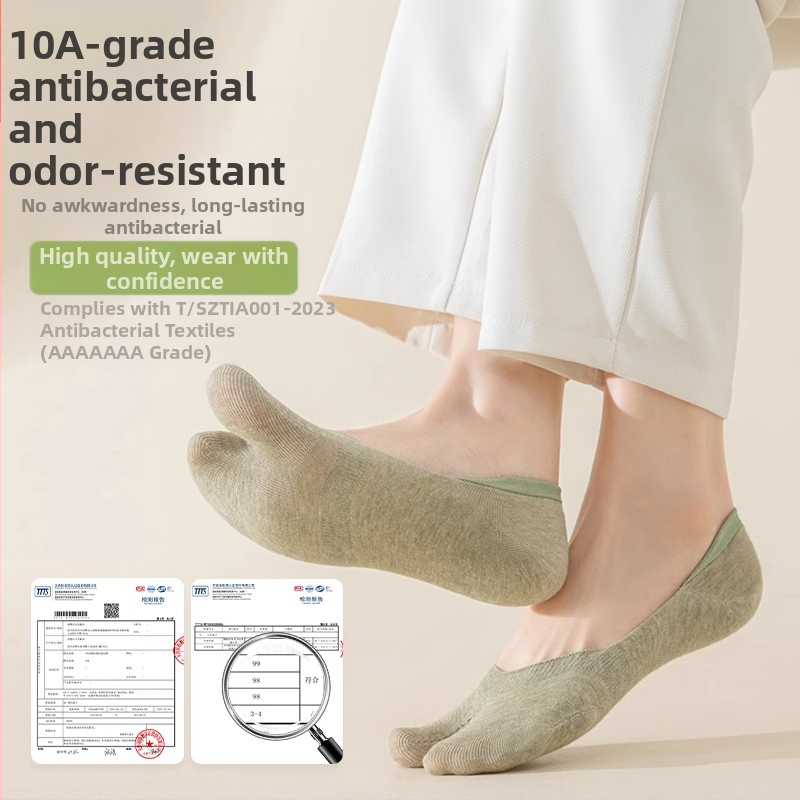 Dámske bavlnené ponožky s neviditeľnou špičkou a rozdelenou špičkou, priedušné a ľahké nízke letné ponožky s nízkym strihom