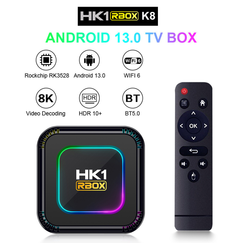 HK1 RBOX-K8 Android 13.0 телевизионна кутия RK3528 Wi-Fi 6 8K Bluetooth 5.0