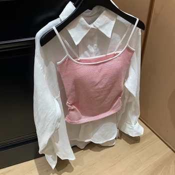 Korean Style 6656 Βασικό κορμάκι από 100% βαμβάκι με ριγέ ύφασμα, ενσωματωμένες cups, αναπνεύσιμο, ευέλικτο για γυναίκες