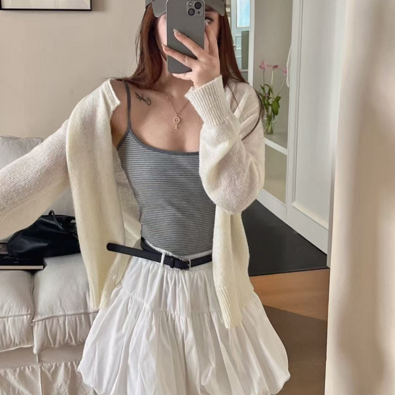 Korean Style 6656 Βασικό κορμάκι από 100% βαμβάκι με ριγέ ύφασμα, ενσωματωμένες cups, αναπνεύσιμο, ευέλικτο για γυναίκες
