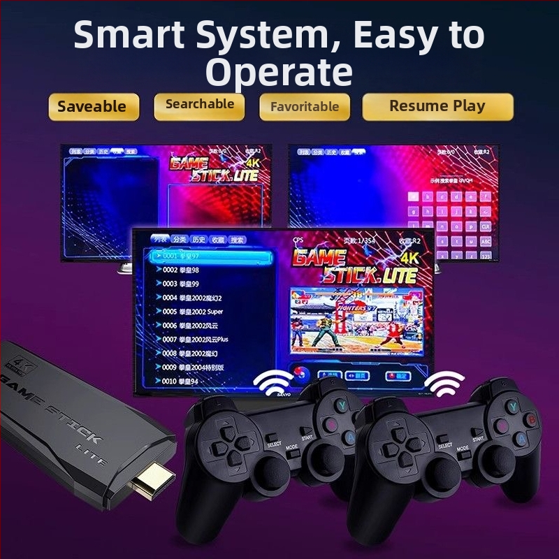 Herná konzola Home TV z roku 2025 s bezdrôtovým joystickom pre dvoch hráčov – klasická nostalgia, retro arkáda King of Fighters