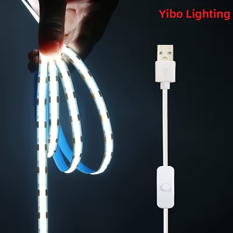 Ultrajasný COB LED pásik, 5V samolepiaci, nízkonapäťové flexibilné osvetlenie pre stropy, schody, skrinky a vinotéky, lineárne osvetlenie