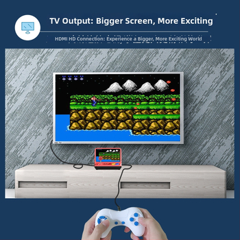Arkádová konzola J900 s joystickom a kompaktnou obrazovkou pre hranie domácich televíznych hier, podpora bitiek pre dvoch hráčov, HDMI