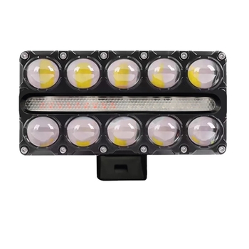 Φανάρι LED μοτοσικλέτας με 10 LED, τετράγωνος φακός διχρωμίας λευκός-κίτρινος, υψηλής έντασης δέσμη