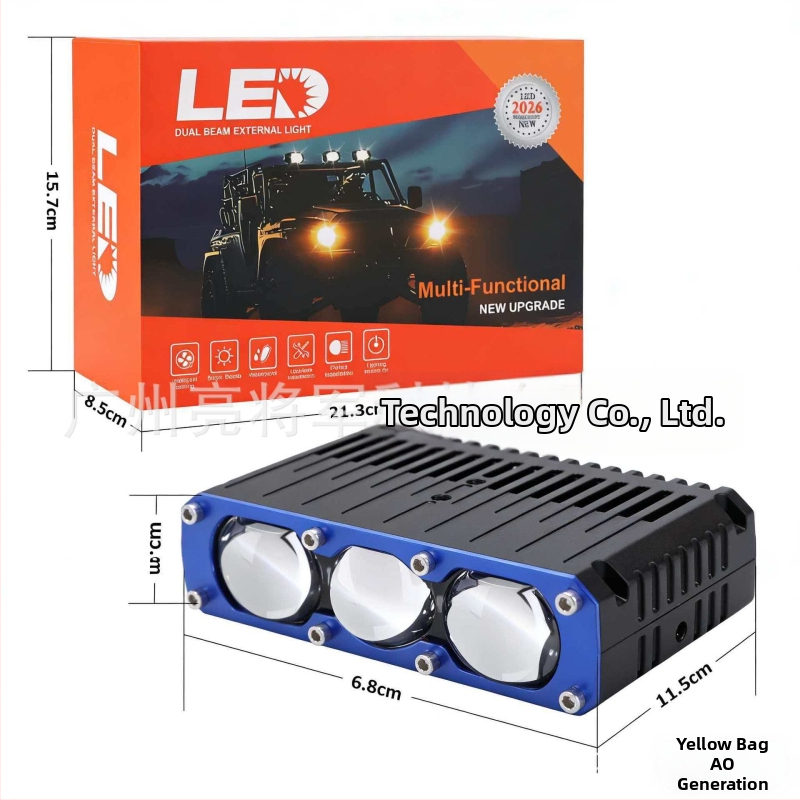 Trojsvetlový LED reflektor pre autá a motocykle, dosah 800 m, 85 W