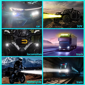 3-szemű Transformer motorkerékpár reflektor, fehér és sárga villogó LED, távirányító, 12V IP67