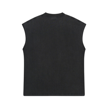 Βαμβακερή αμάνικη T‑shirt, χαλαρή γραμμή, εκτύπωση νυχτερινής σκηνής του Λος Άντζελες, ξεβαμμένος φθαρμένος ύφος