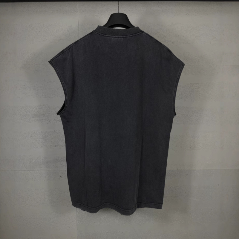 Βαμβακερή αμάνικη T‑shirt, χαλαρή γραμμή, εκτύπωση νυχτερινής σκηνής του Λος Άντζελες, ξεβαμμένος φθαρμένος ύφος
