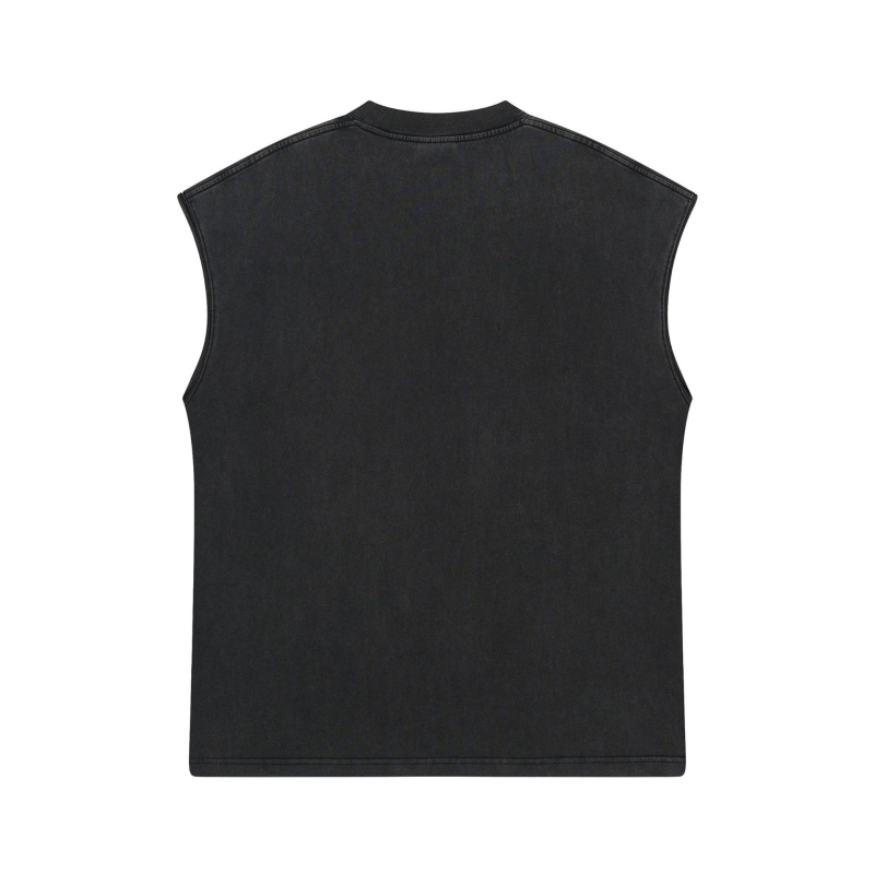 Βαμβακερή αμάνικη T‑shirt, χαλαρή γραμμή, εκτύπωση νυχτερινής σκηνής του Λος Άντζελες, ξεβαμμένος φθαρμένος ύφος