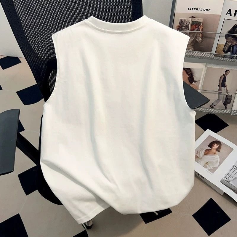 Sorona američkog stila s printom šteneta, unisex bezrukavni T-shirt vest, osvježavajući ljetni top