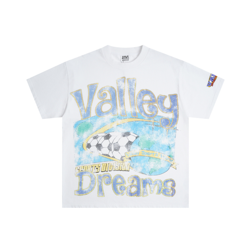 Valevalley T‑shirt με εκτύπωση ποδοσφαίρου, πλυμένη vintage graffiti εκτύπωση, στρογγυλή λαιμόκοψη, καλοκαίρι, χαλαρή γραμμή, unisex