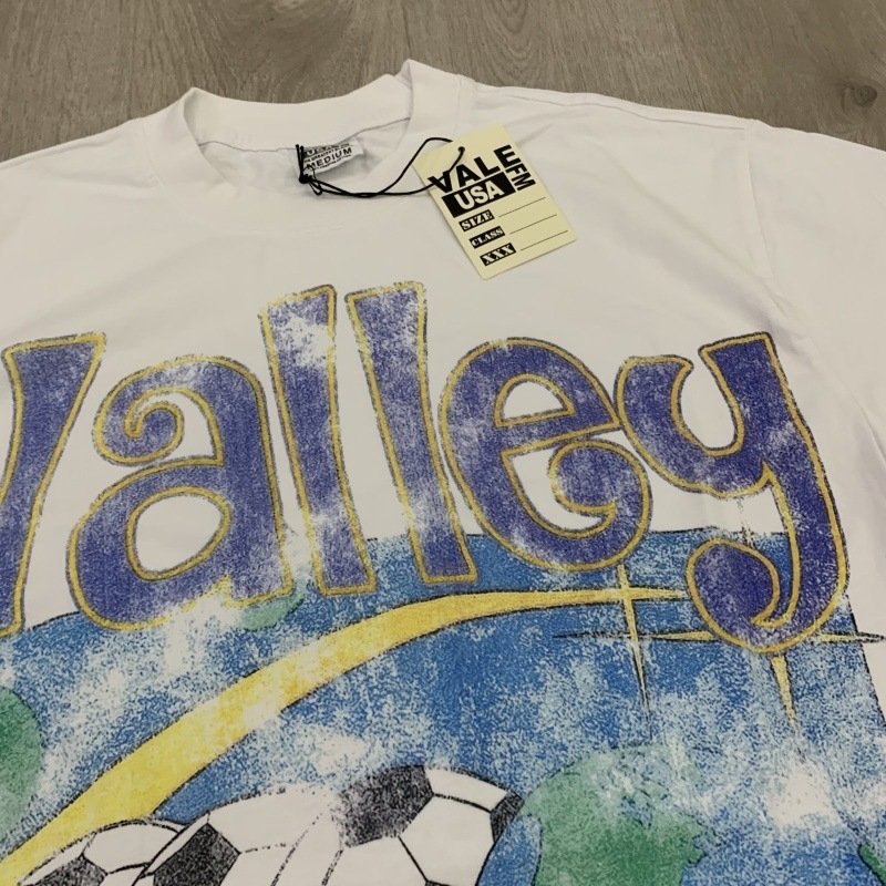 Valevalley T‑shirt με εκτύπωση ποδοσφαίρου, πλυμένη vintage graffiti εκτύπωση, στρογγυλή λαιμόκοψη, καλοκαίρι, χαλαρή γραμμή, unisex