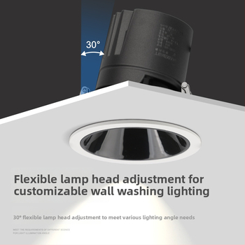 Nástenné LED svietidlo Washer - zapustené stropné bodové svietidlo pre domácnosti a hotely, luxusné antireflexné svetlo, hliníkové puzdro, COB LED
