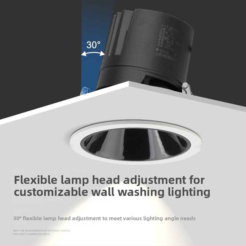 Nástenné LED svietidlo Washer - zapustené stropné bodové svietidlo pre domácnosti a hotely, luxusné antireflexné svetlo, hliníkové puzdro, COB LED