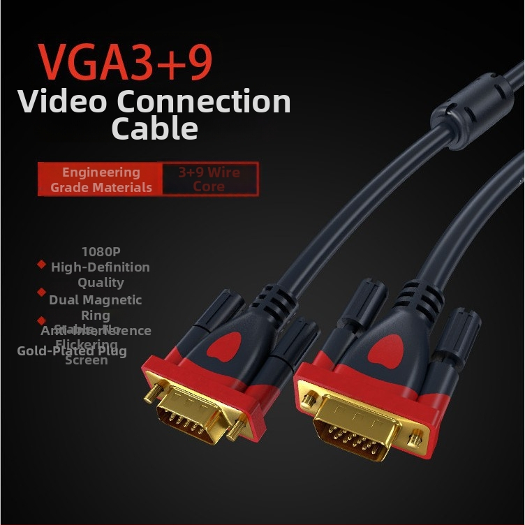 VGA kábel 3+9, HD video, pre TV, počítač, monitor a projektor, 1,5 m