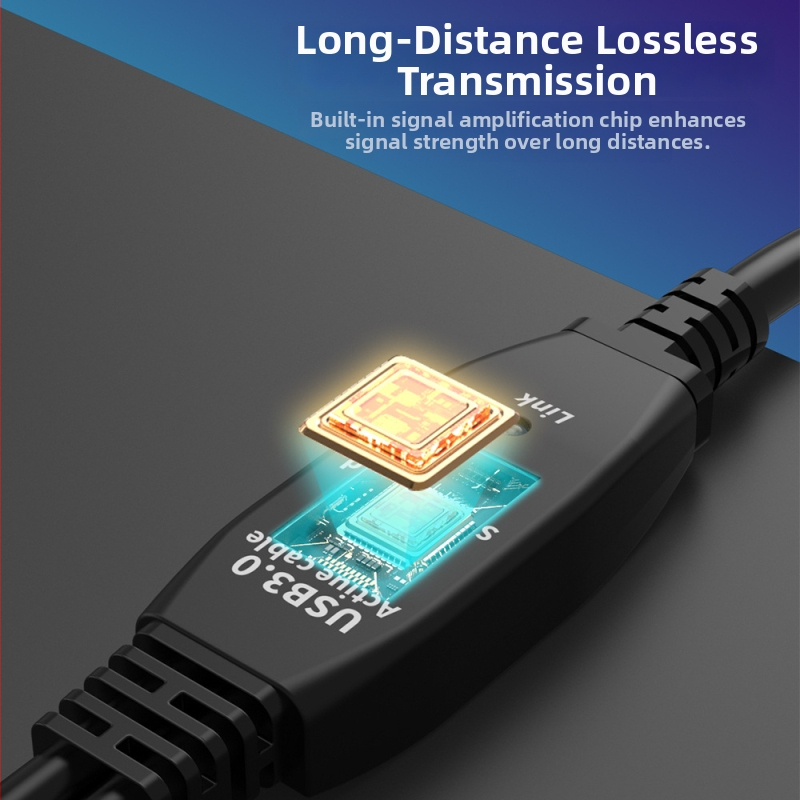 Predlžovací kábel USB 3.0 so vstavaným zosilňovačom signálu, 10 m, pre počítač, sieťovú kartu a konferenčnú kameru