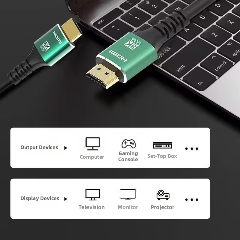 Καλώδιο HDMI 2.1 για βίντεο 8K/4K, μήκος 10 μ., χρυσωμένο χαλκός, για υπολογιστή, προβολέα, τηλεόραση, οθόνη και set‑top box