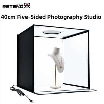 Ruiteng 40cm mini päťstranná LED svetelná krabička na šperky a zátišie, skladacia prenosná štúdiová