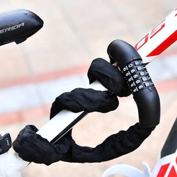 Lanț de bicicletă cu combinație – lacăt cu lanț modern, minimalist, portabil, pentru biciclete de munte și biciclete electrice