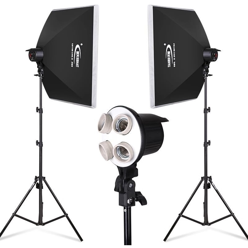 Tianrui Kit de iluminat LED cu patru capete, iluminare continuă pentru fotografie, cu softbox și echipament de studio pentru streaming live