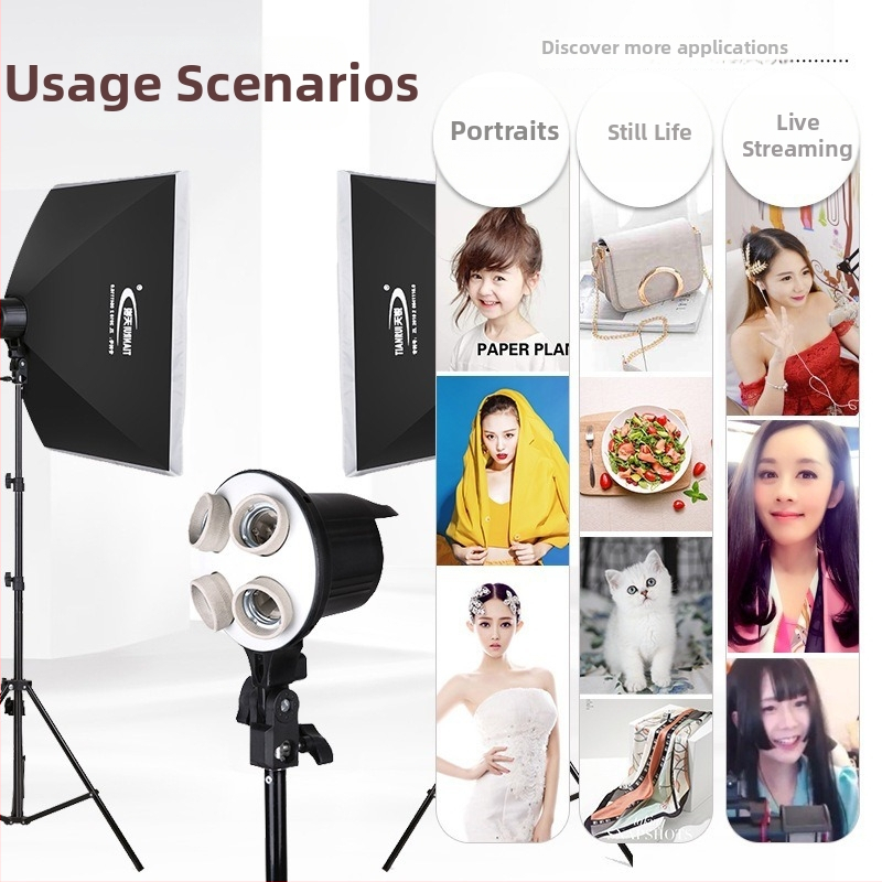 Tianrui Kit de iluminat LED cu patru capete, iluminare continuă pentru fotografie, cu softbox și echipament de studio pentru streaming live