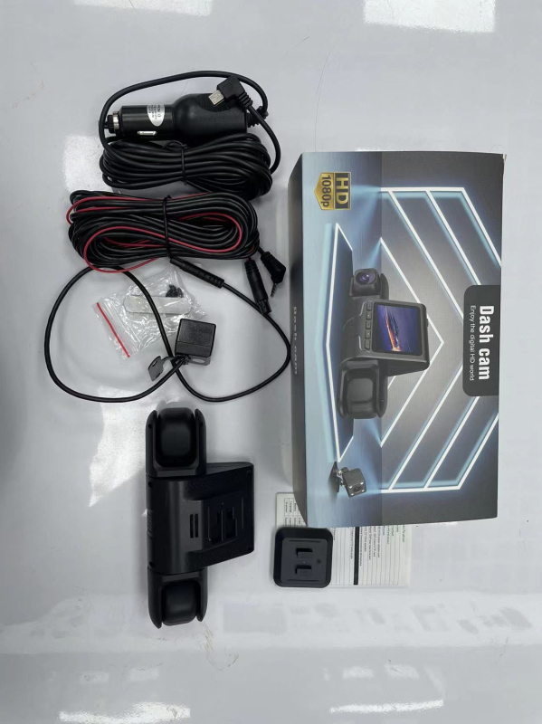 Automobilski DVR s tri kamere: prednja, unutarnja i stražnja, 1080p, 2,0-inčni zaslon, Wi‑Fi, petlja snimanja
