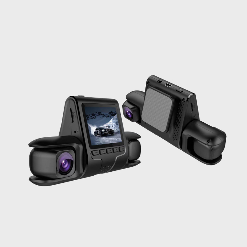 Automobilski DVR s tri kamere: prednja, unutarnja i stražnja, 1080p, 2,0-inčni zaslon, Wi‑Fi, petlja snimanja