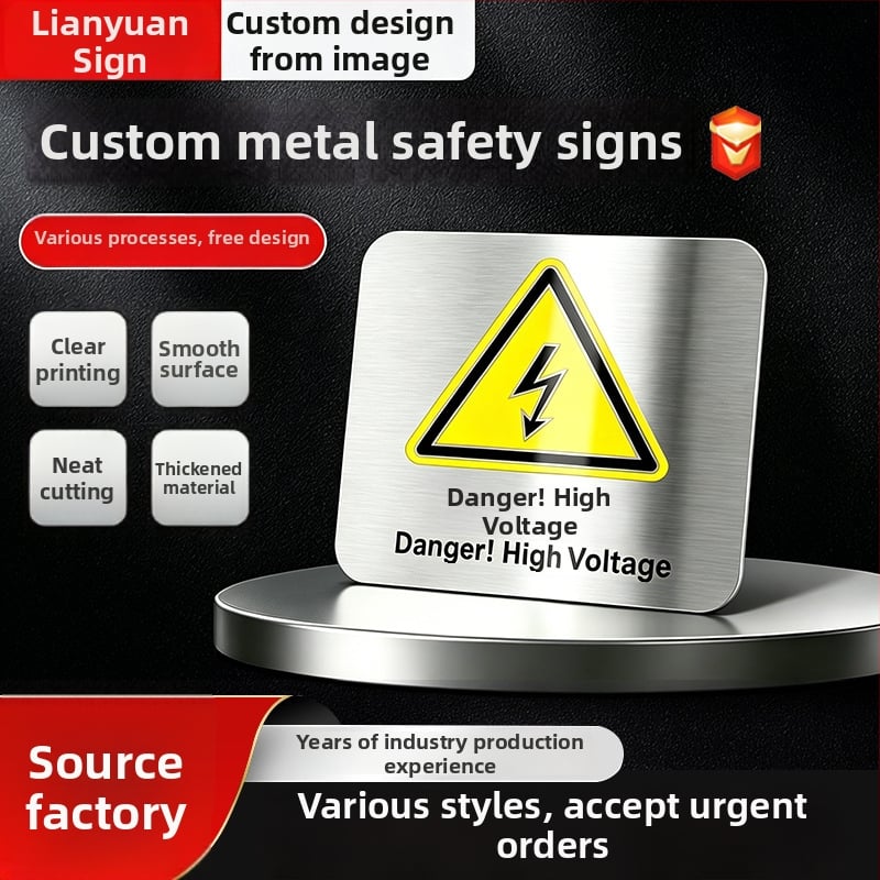 Etichetă metalică groasă pentru marcare cu laser — plăci personalizate, plăci cu numere și semnalizări de siguranță electrică din oțel inoxidabil