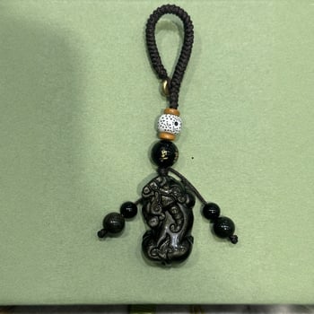 Pixiu din obsidian natural auriu, 3D pandantiv pentru telefon și breloc, pentru bărbați și femei, accesoriu stil chinezesc pentru geantă