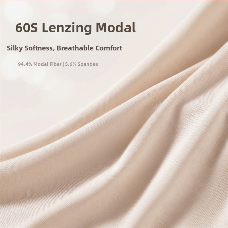 60s Lenzing Modal, 100% Mulberry Silk, 10A Αντιβακτηριακό γυναικείο εσώρουχο με επιμηκυμένο μεταξωτό πάνελ και μέση μεσαίου ύψους