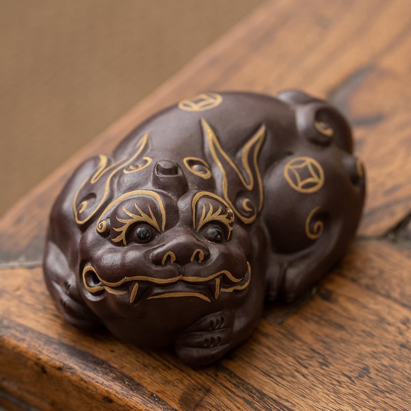 Pixiu drăguț, ornament pentru ceai din lut mov, calitate înaltă, accesorii pentru masă de ceai creative
