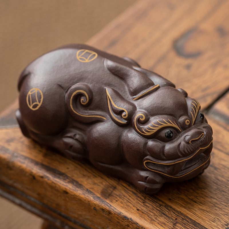 Pixiu drăguț, ornament pentru ceai din lut mov, calitate înaltă, accesorii pentru masă de ceai creative