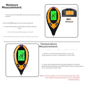 Štyri-v-jednom tester pôdy: vysoko presný pH meter, vlhkomer a indikátor zavlažovania rastlín