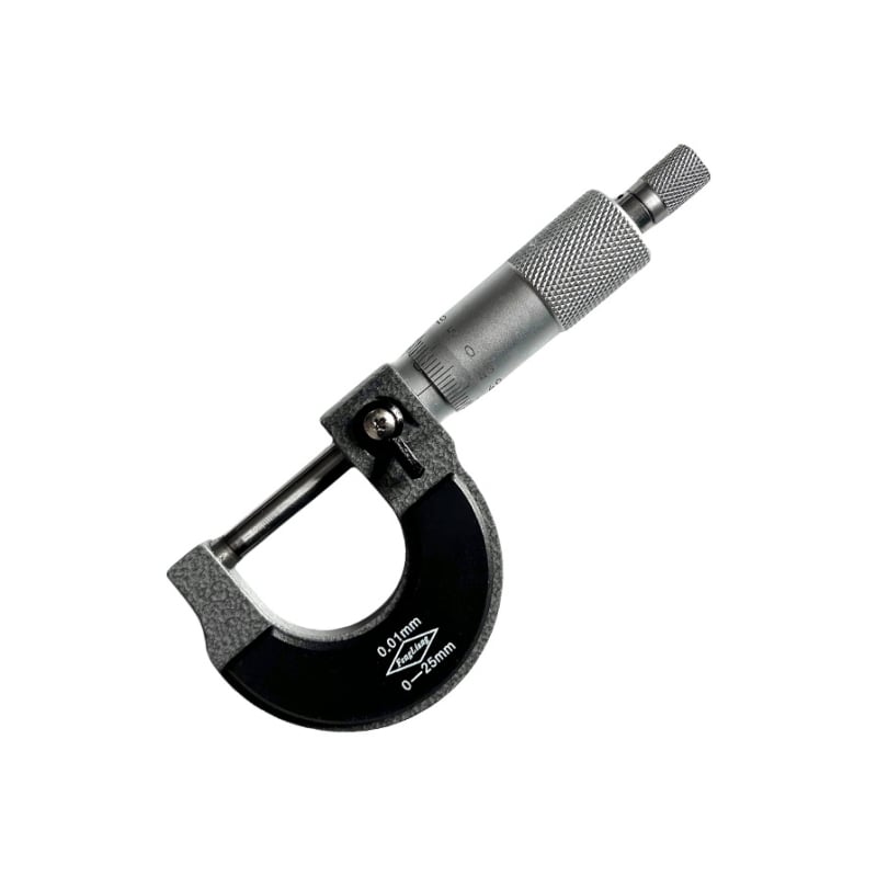 Εξωτερικό μικρομετρο με εύρος 0-100 mm (0-25-50-75-100) για τη μέτρηση εξωτερικής διάμετρου και πάχους, ανάλυση 0,01 mm.